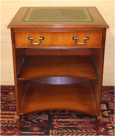Computer Stacker - Computer Desk in Yew with Green Leather Top